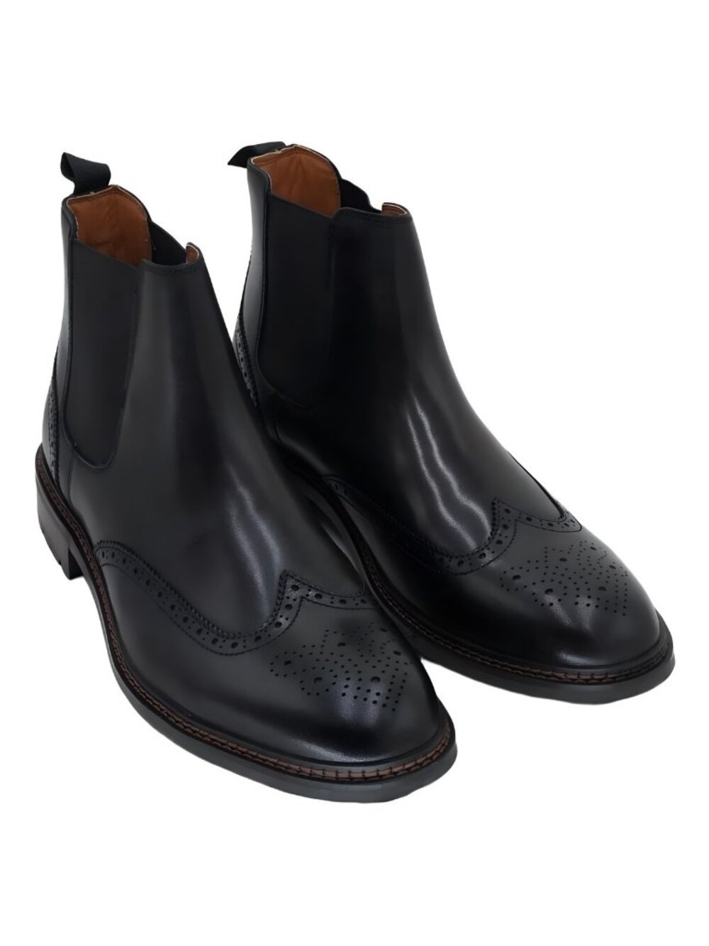 Bar III Men's Hughgo Black Leather Pull-On Wing Tip Dress Ankle Boot Size 12M